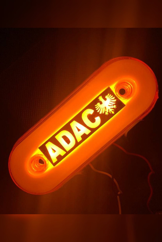 چراغ بغل 204 رنگ نارنجی آرم دار مدل آداک ADAK ولتاژ کاری 24 ولت ضد آب طول 13 سانتیمتر