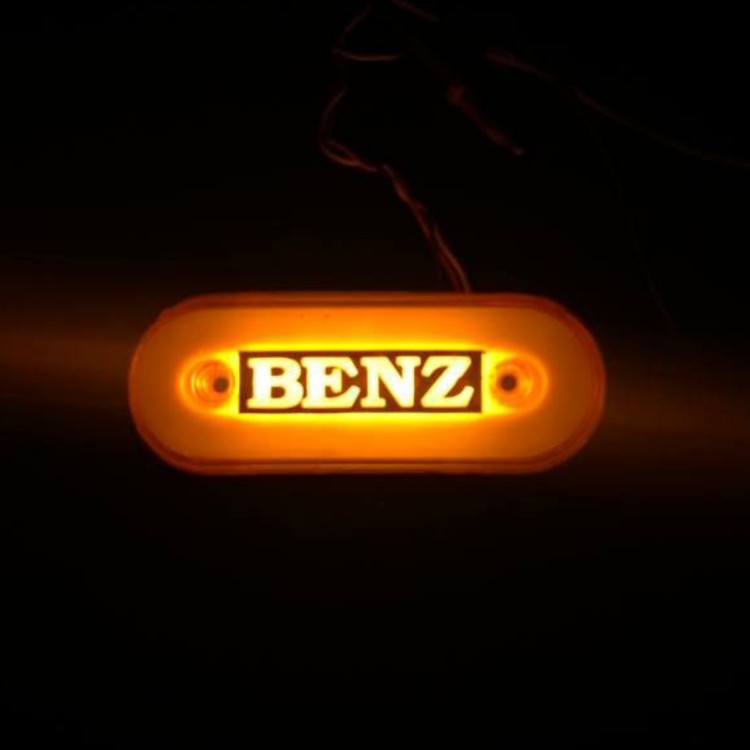 چراغ بغل نئون خورشیدی مناسب کامیون و کامیونت مدل آرم دار بنز BENZ رنگ نارنجی دوحالته ضد آب ولتاژ کاری 24